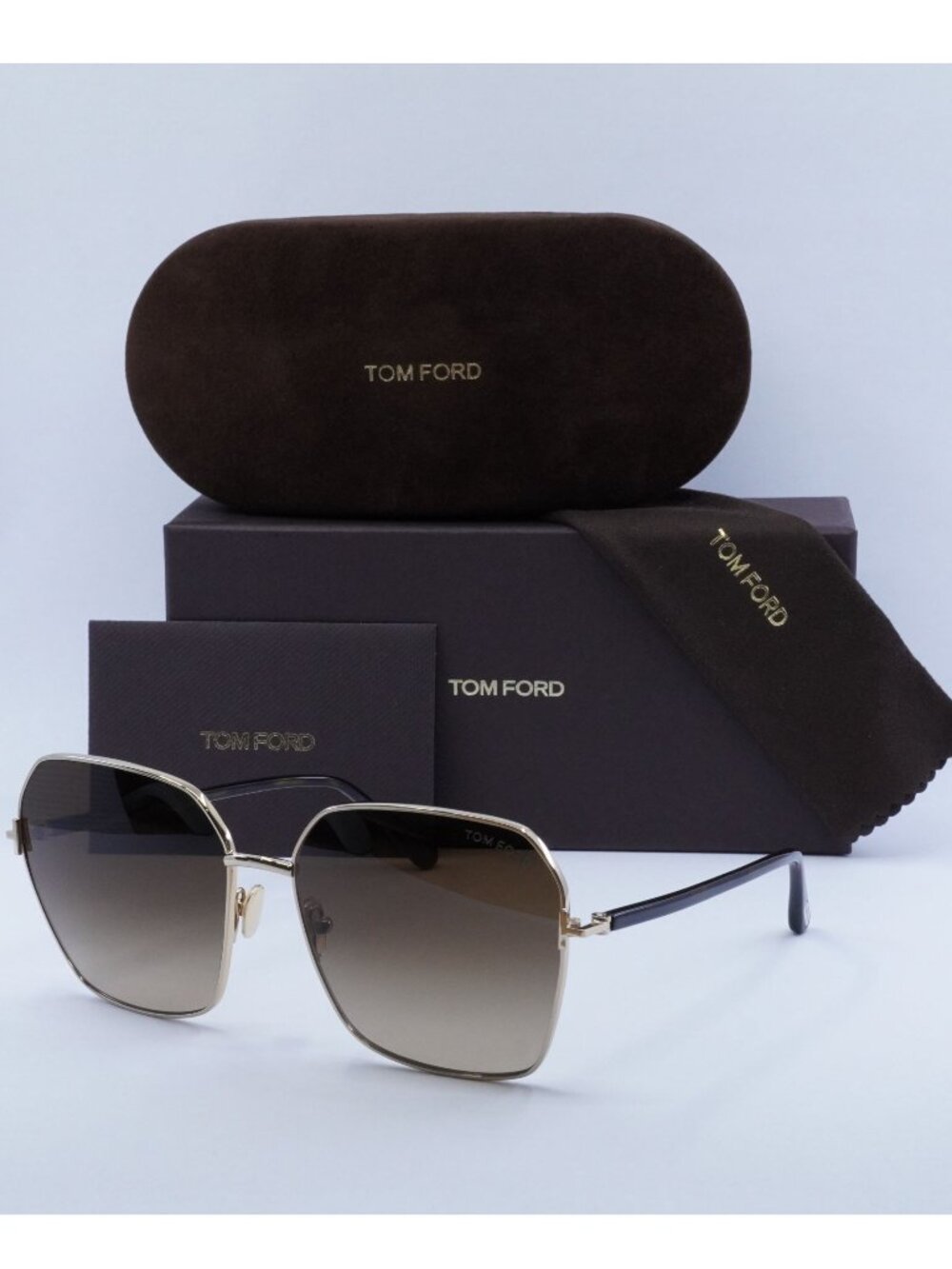 Tom Ford Claudia-02 FT0839 52F Square Sunglasses - Gold/Havana / Brown Gradient